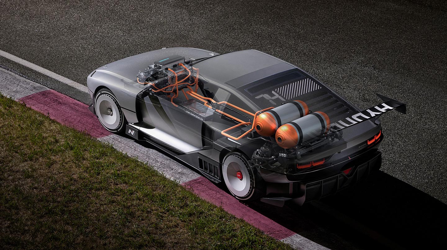 The N Vision 74 has the advantages of both a hydrogen fuel cell and a battery-powered vehicle.