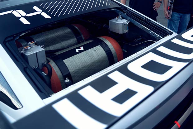 The N Vision 74 houses Hyundai Motor Group's latest eco-friendly vehicle technology to promote fast charging speed and long driving range.